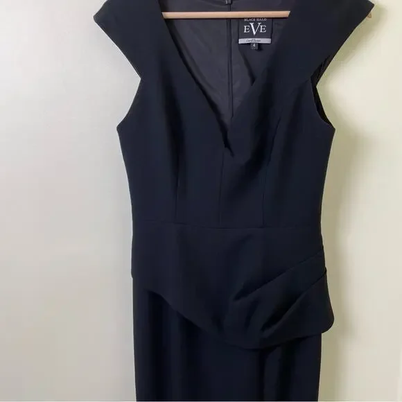 Black Halo Eve Wren V-Neck Peplum Gown in Black SIZE 4 - Picture 5 of 14